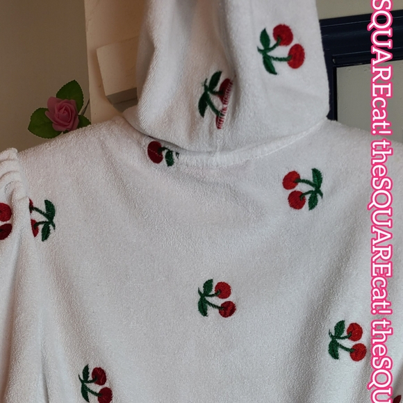 🍒 2 piece SET! Betsey Johnson cherry fruit embroidery hoodie & strapless romper - Picture 12 of 15